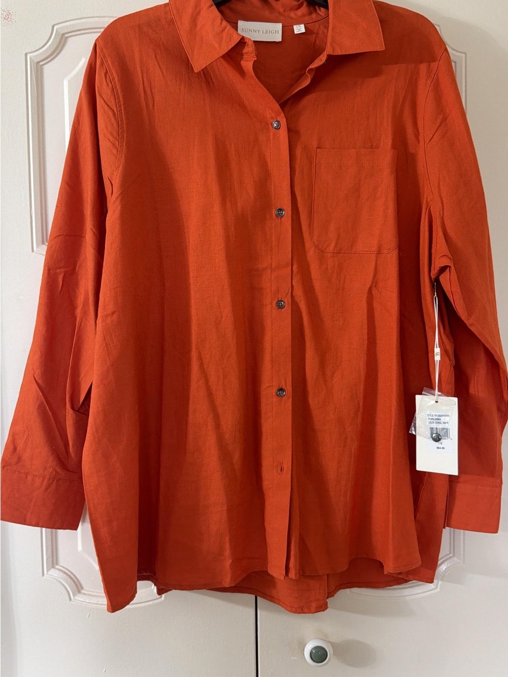 Sunny Leigh Coral Orange Casual Button Shirt